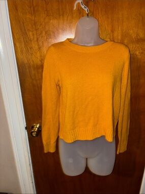 Divided Crewneck Sweater in Bright Yellow-Orange